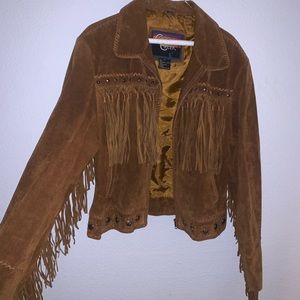 Western Fringe Jacket w/ embellishedmetal detailing and 100% genuine leather